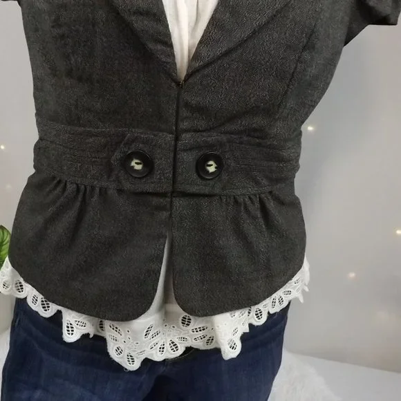 IZ Byer Black and White Tweed Fitted Blazer, Size M - Picture 3 of 13